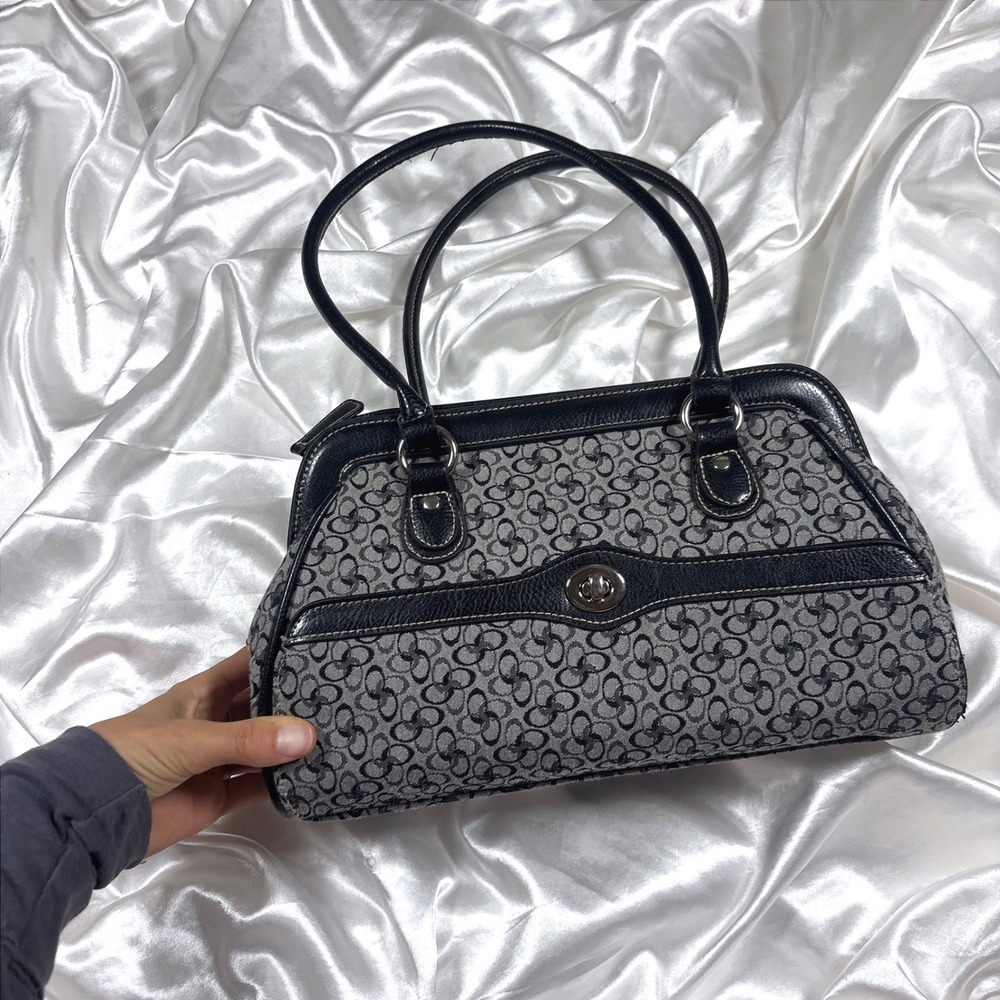 y2k Shoulder Bag Grey Excellent Monogram Turn Lock Frame Purse